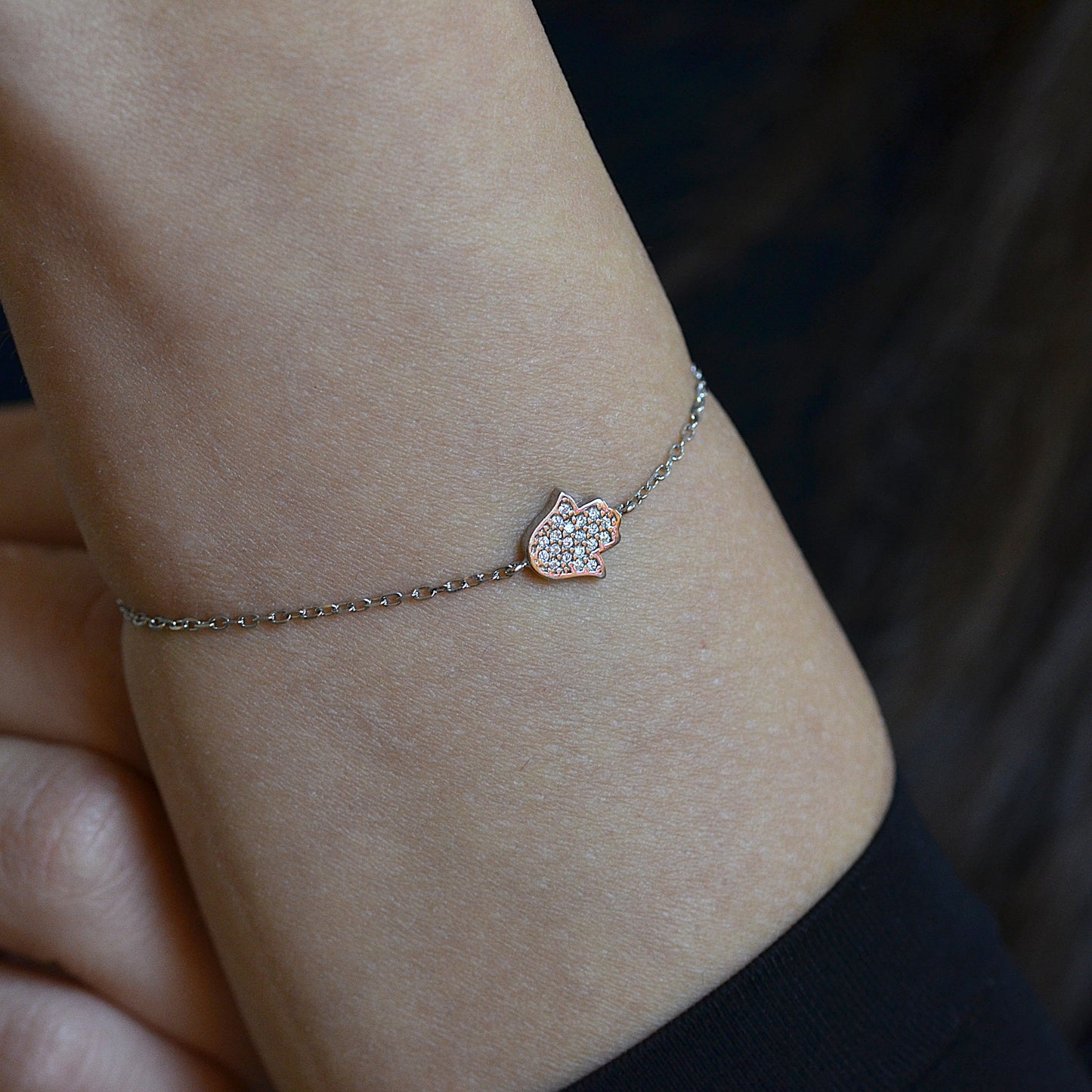 Luminous Hamsa Bracelet Silver 925K