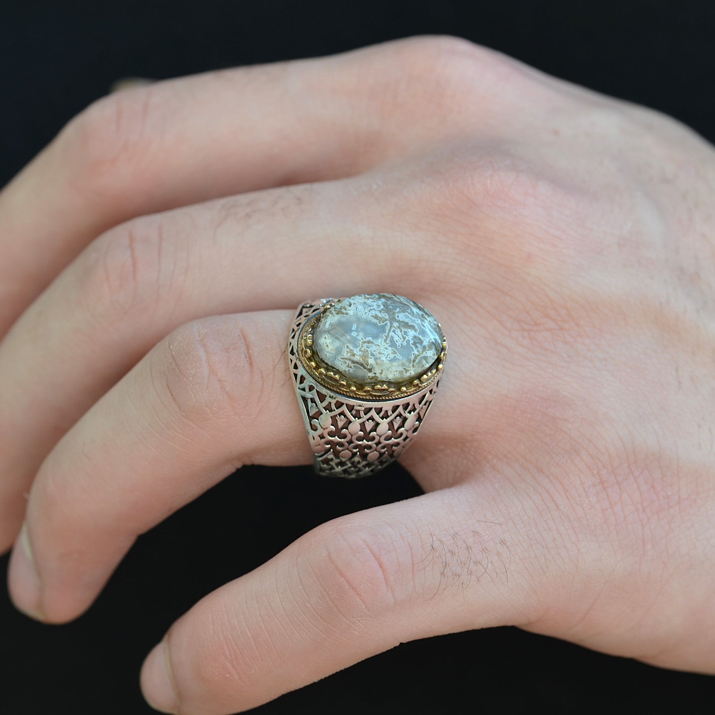 Vintage Marble Crest Ring silver 925k