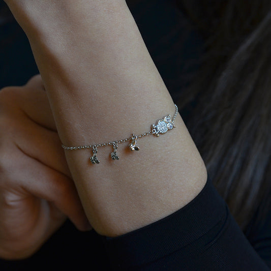 Wise Spark Owl Bracelet Silver 925K