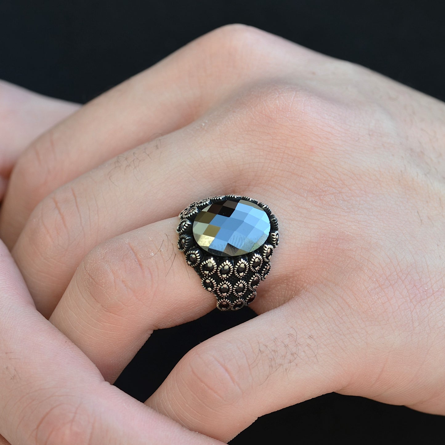 Imperial Black Crystal Ring silver 925k