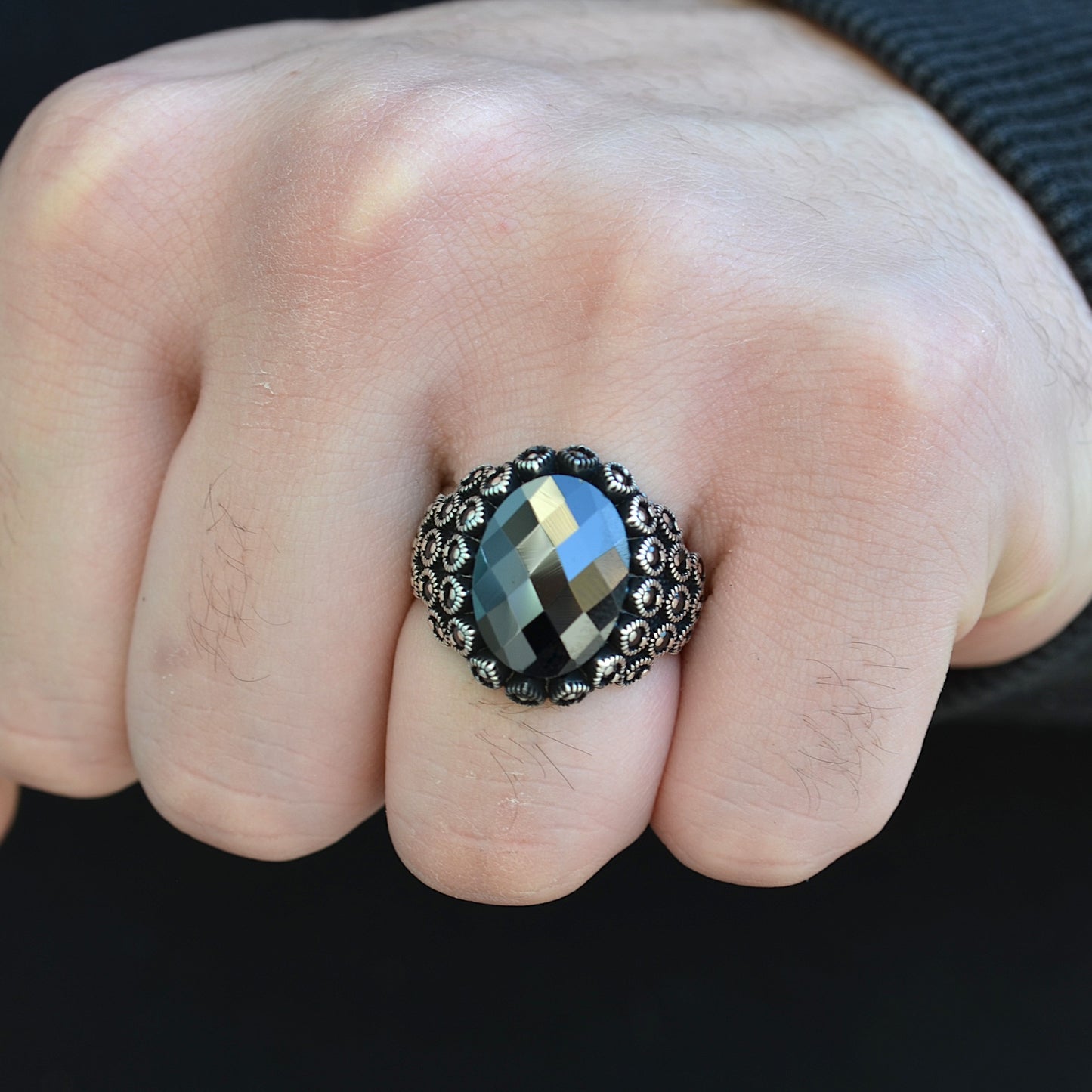 Imperial Black Crystal Ring silver 925k