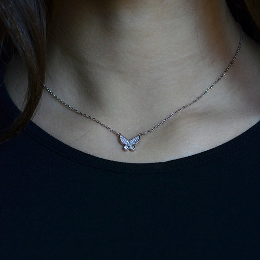 Crystal Flutter Necklace Silver 925K