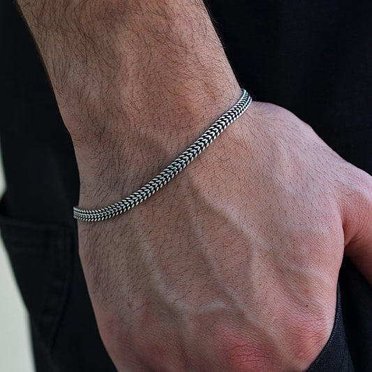 bracelet for men italian silver 925k black snake width 8 mm