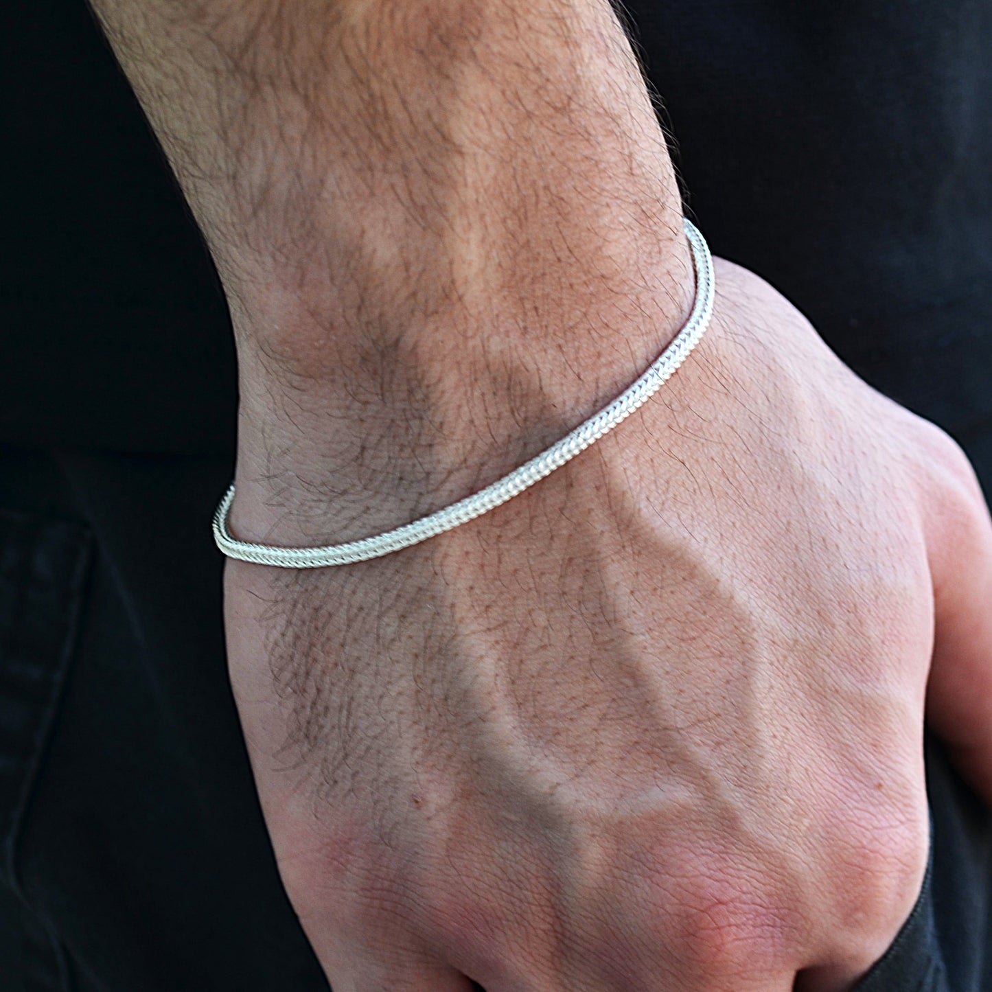 snake white  bracelet for men italian silver 925k