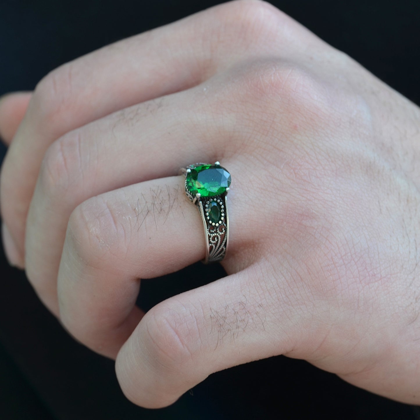 Emerald Glow Ring silver 925k