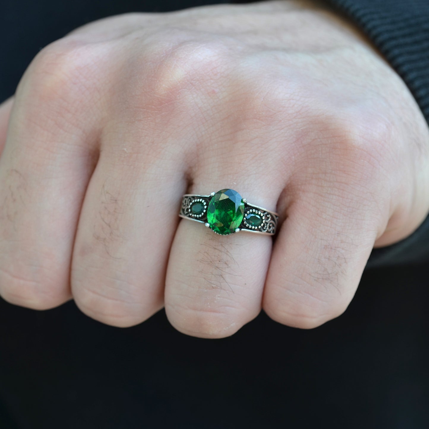 Emerald Glow Ring silver 925k