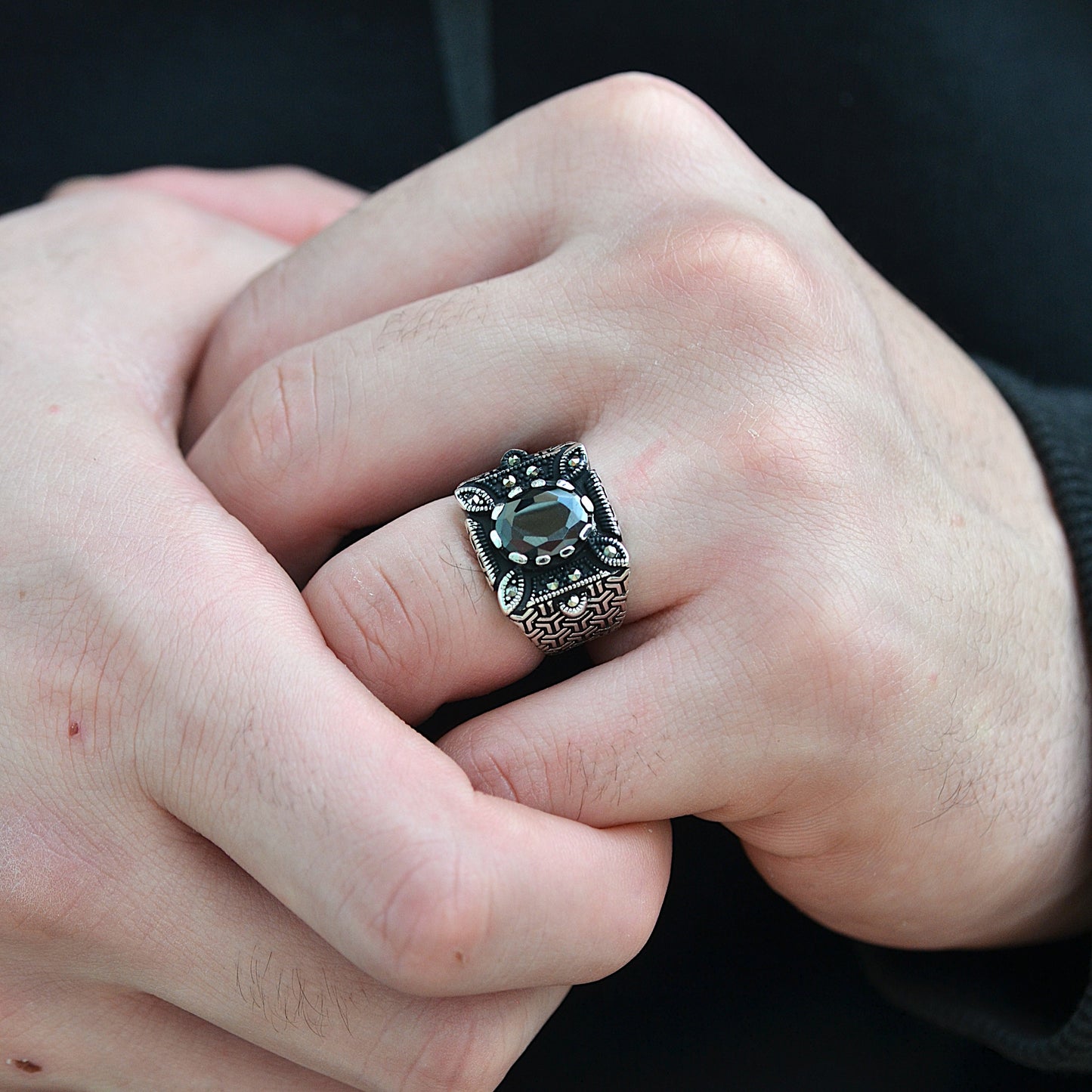 Obsidian Throne Ring silver 925k