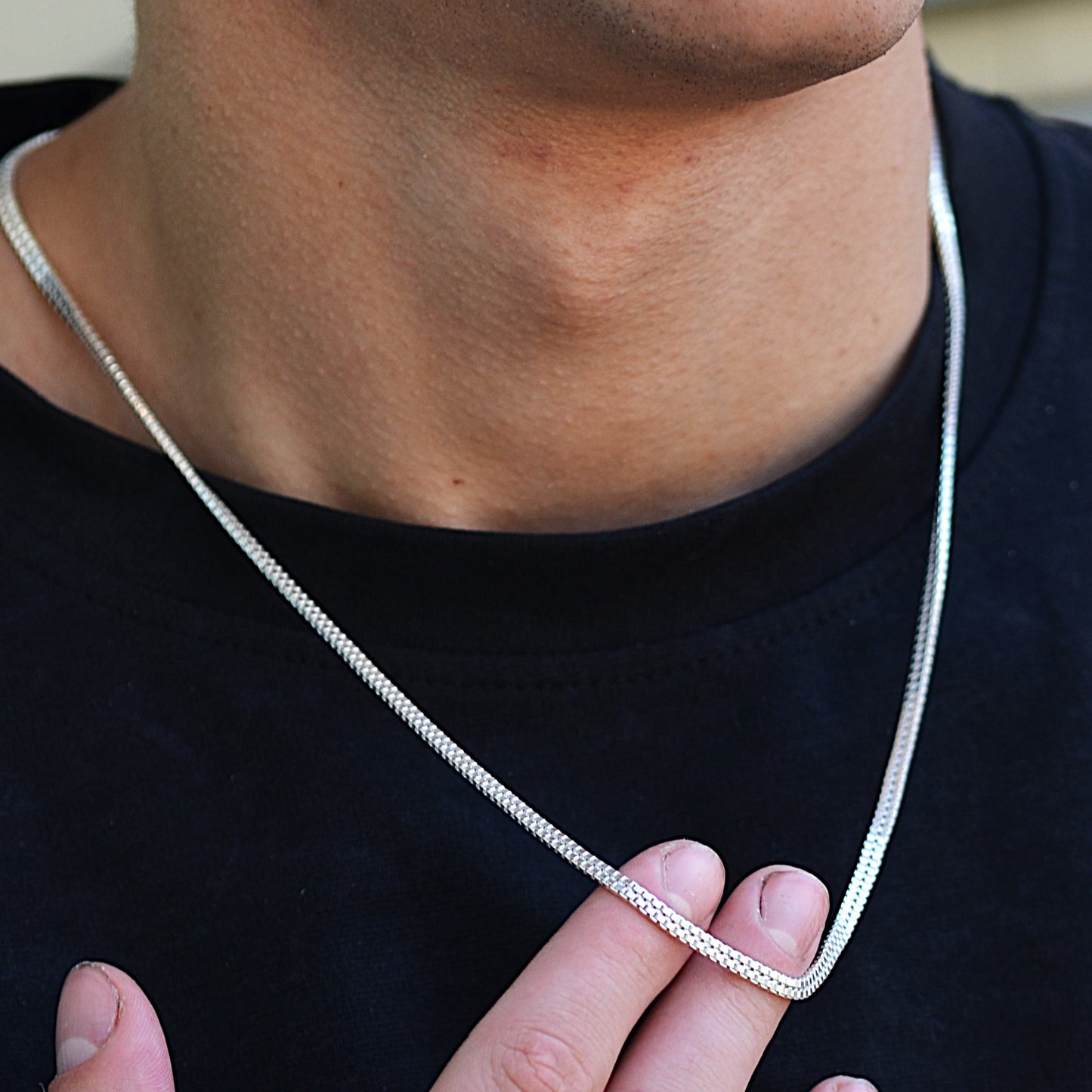 chain for men box style italian silver 925k