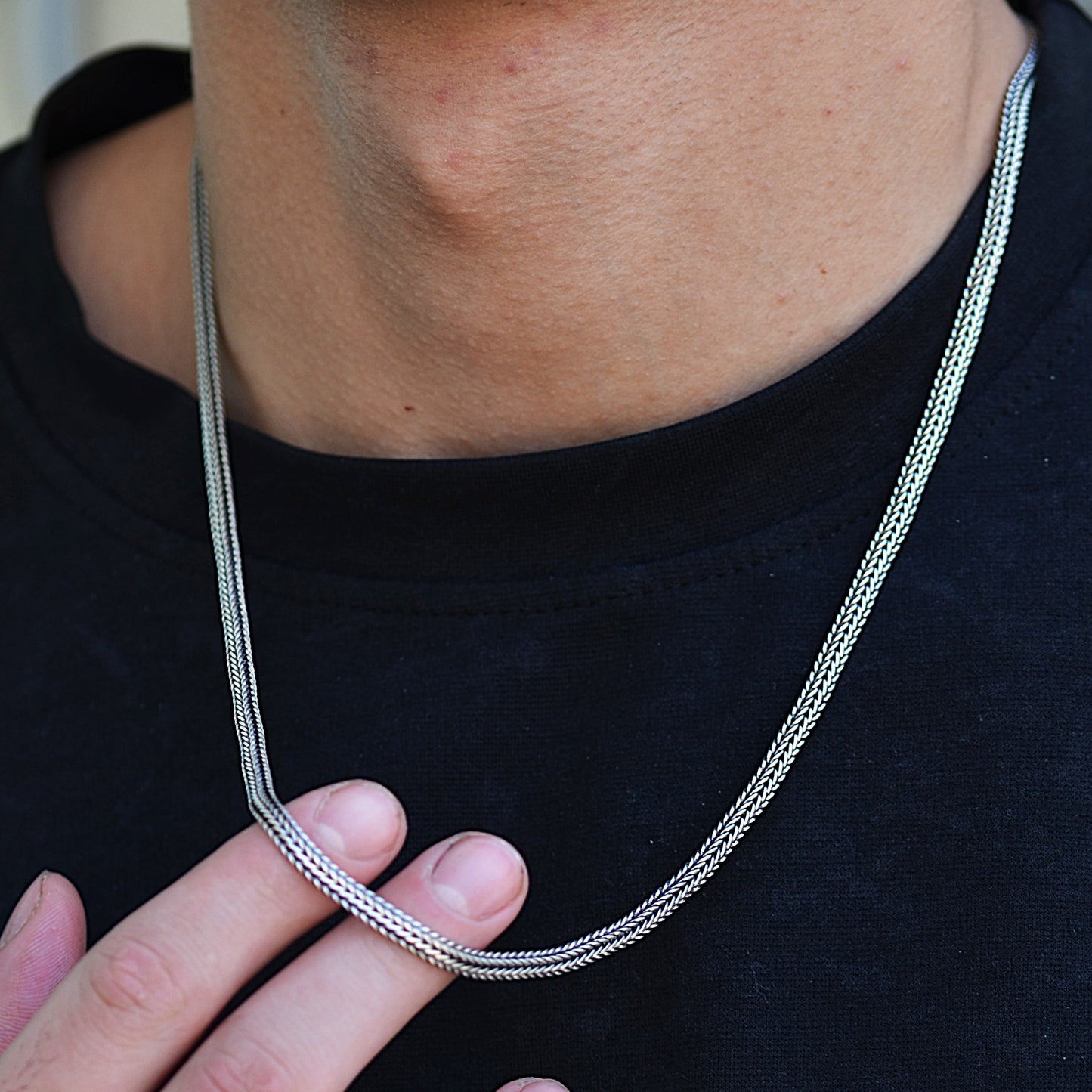 chain for men silver 925k black snake