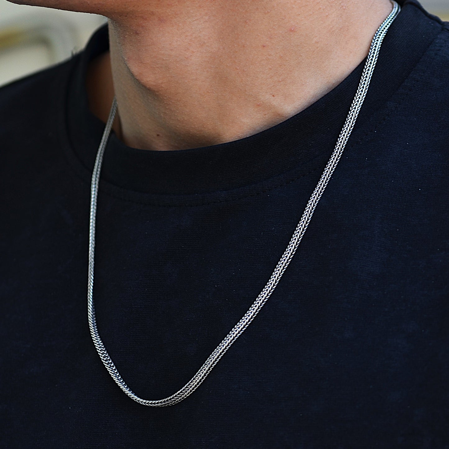 chain for men silver 925k black snake