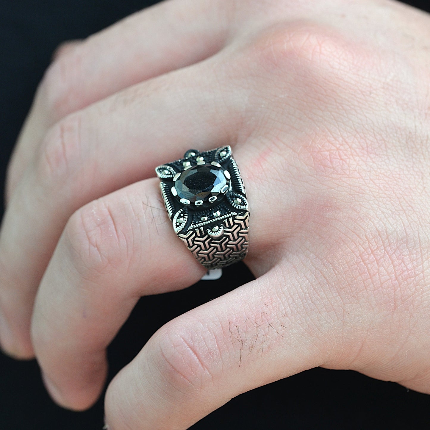 Obsidian Throne Ring silver 925k