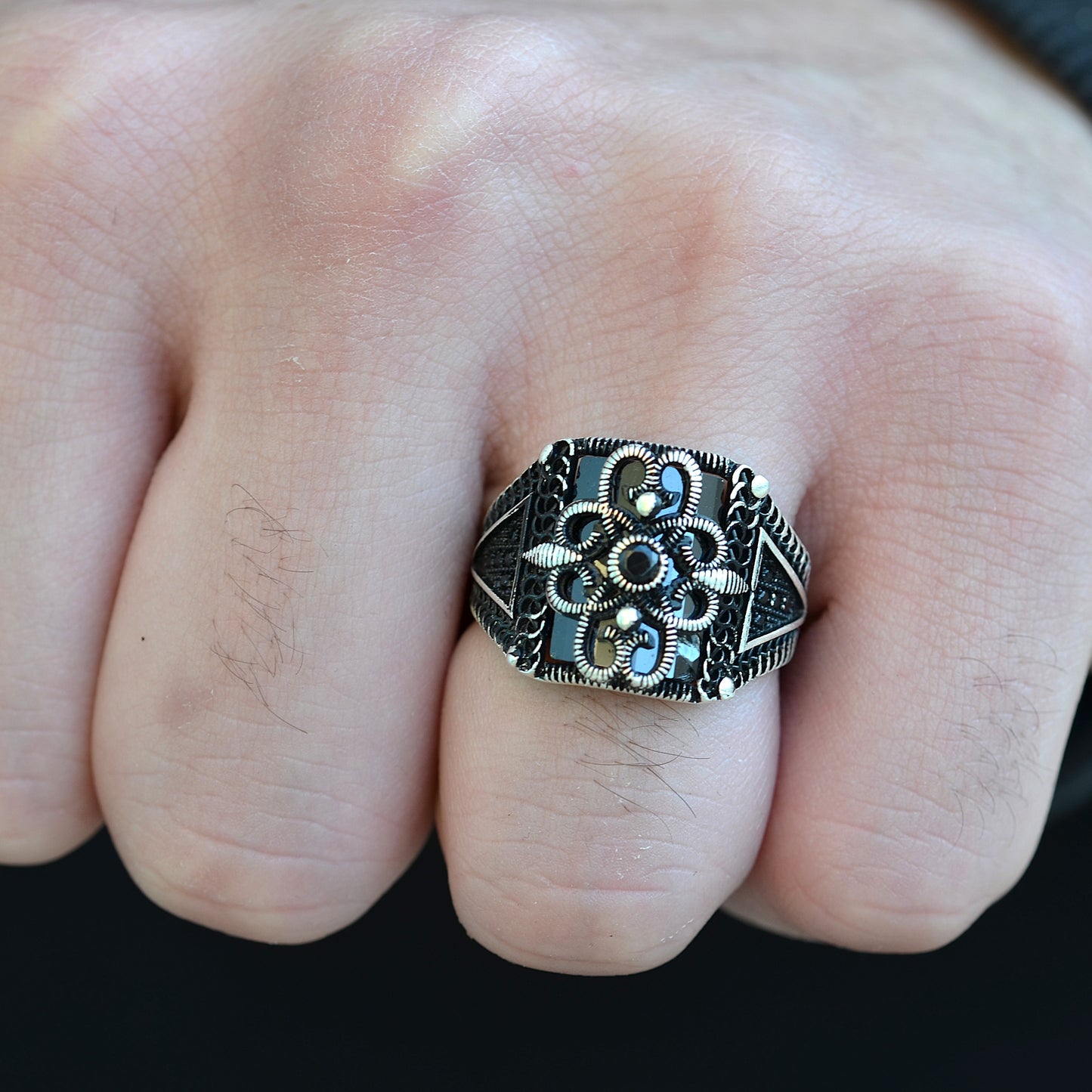 Midnight Blossom Ring silver 925k