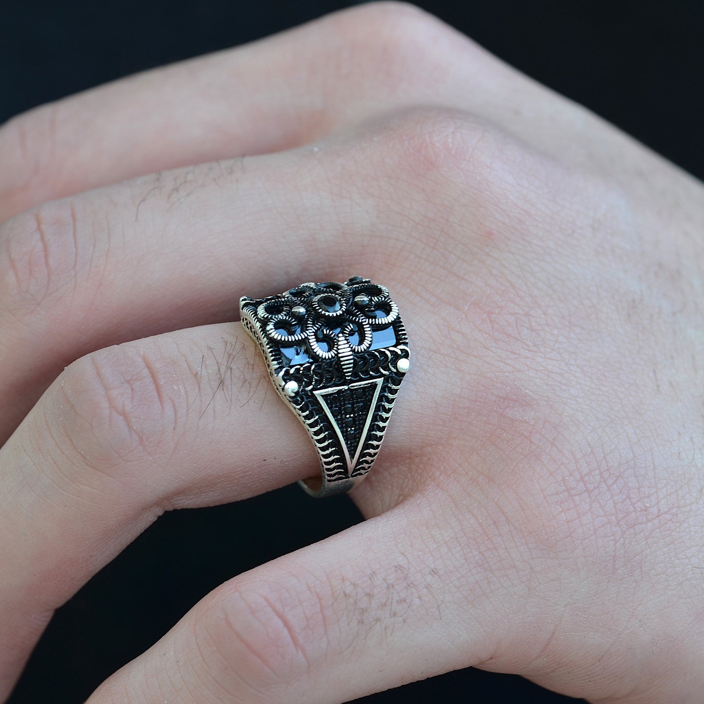Midnight Blossom Ring silver 925k