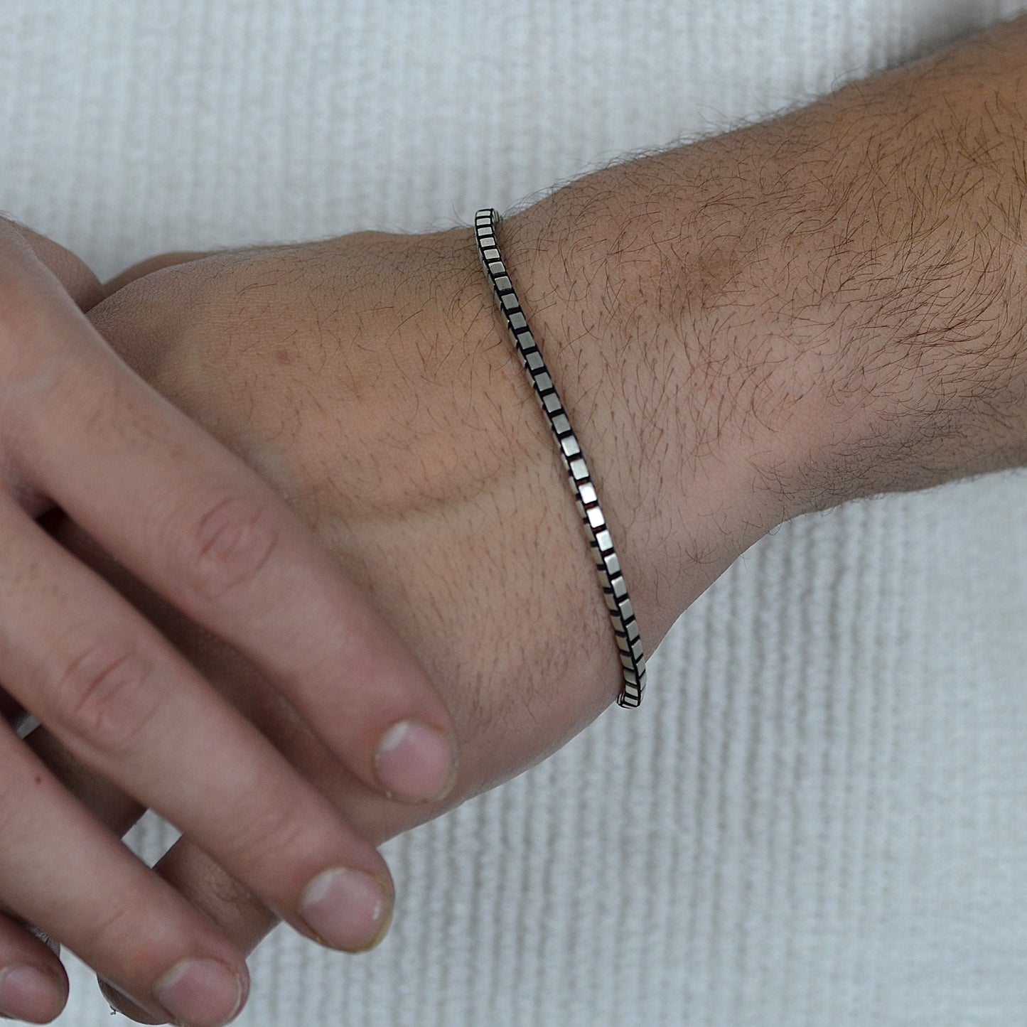 Obsidian Grid Bracelet silver 925k