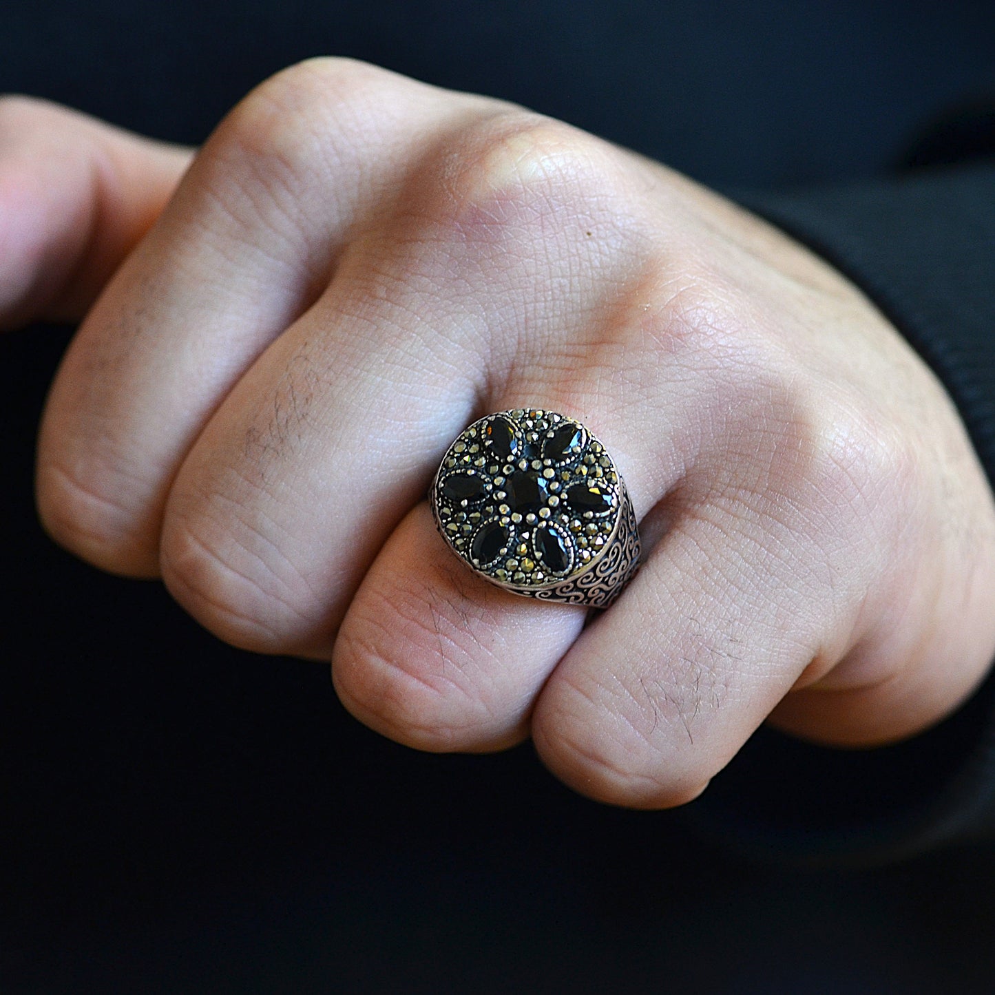 Vintage Crown Circle Ring silver 925k