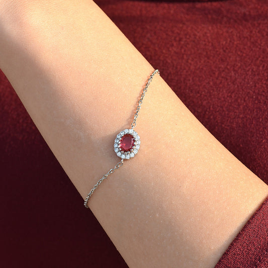 SILVER BRACELET FOR WOMEN RED ZARCON STONE