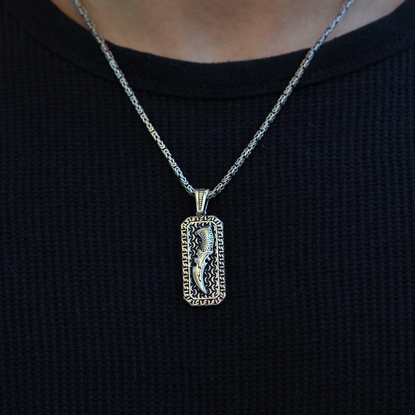 Warrior Blade Tag Pendant Necklaces silver 925K