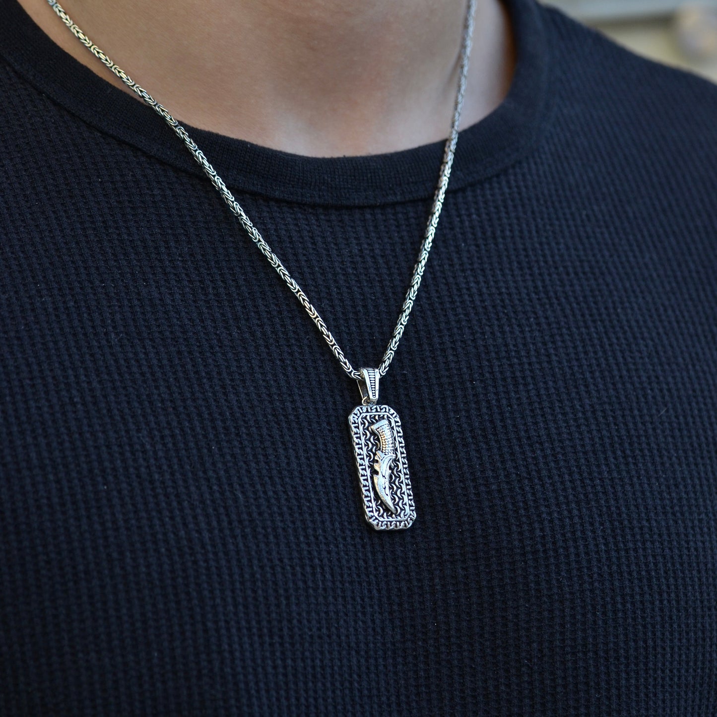 Warrior Blade Tag Pendant Necklaces silver 925K