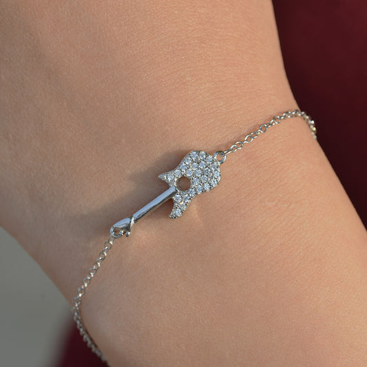 SILVER BRACELET FOR WOMEN Guitar WITHE WHITE ZARCON