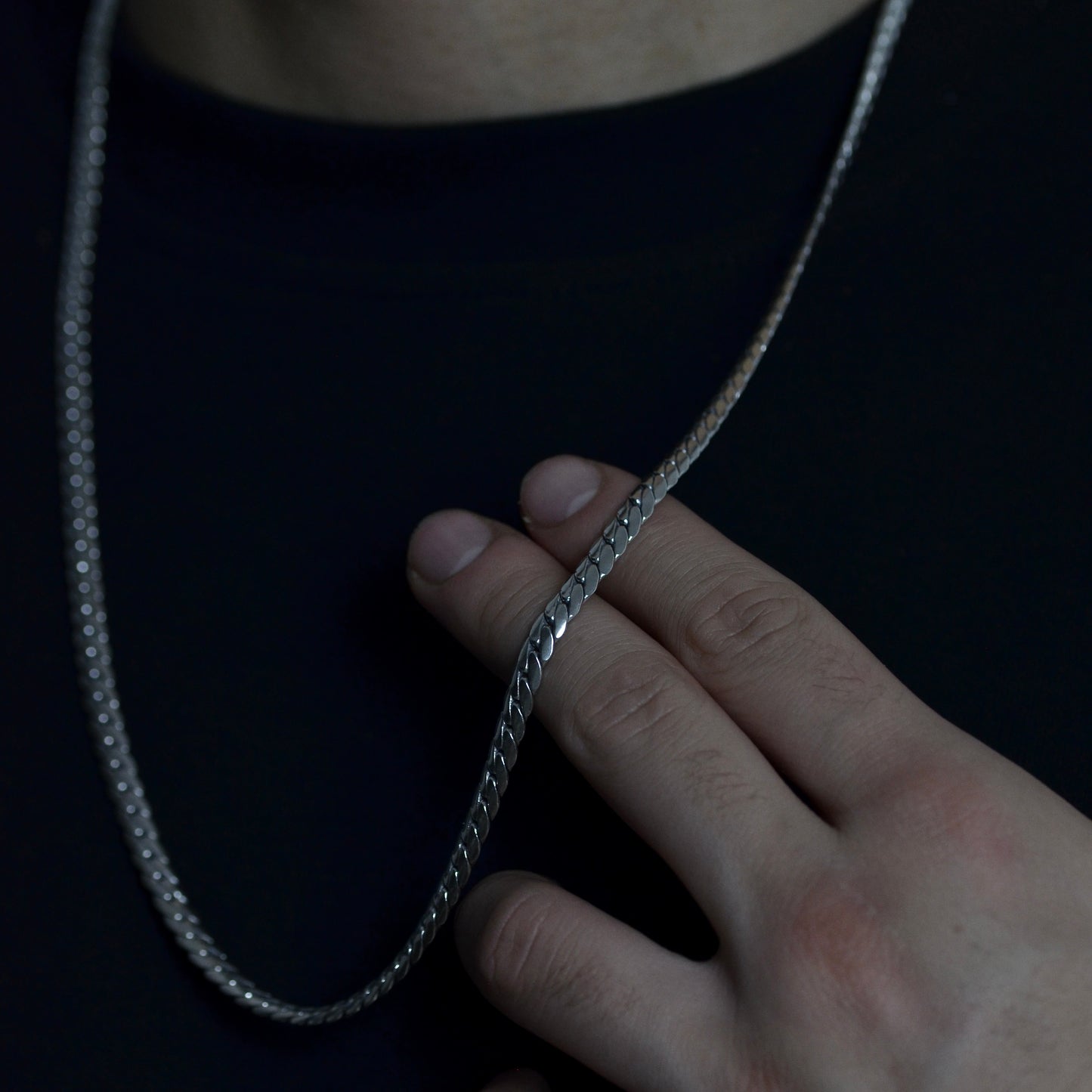Flat Curb Link Necklace silver 925K Length: (65) cm Width: (5) mm