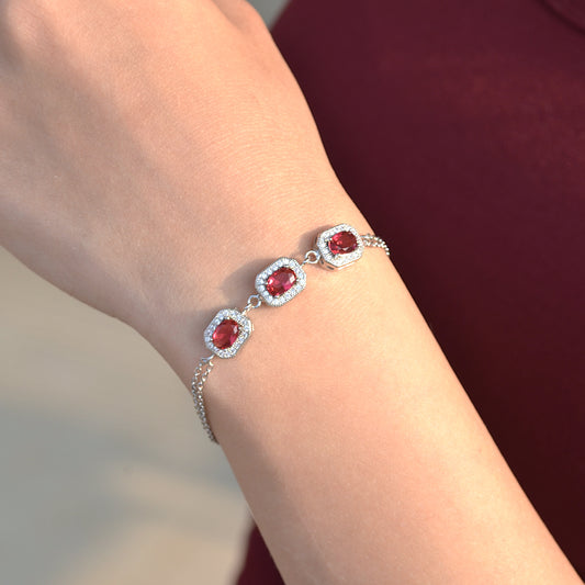 SILVER BRACELET FOR WOMEN RED ZARCON