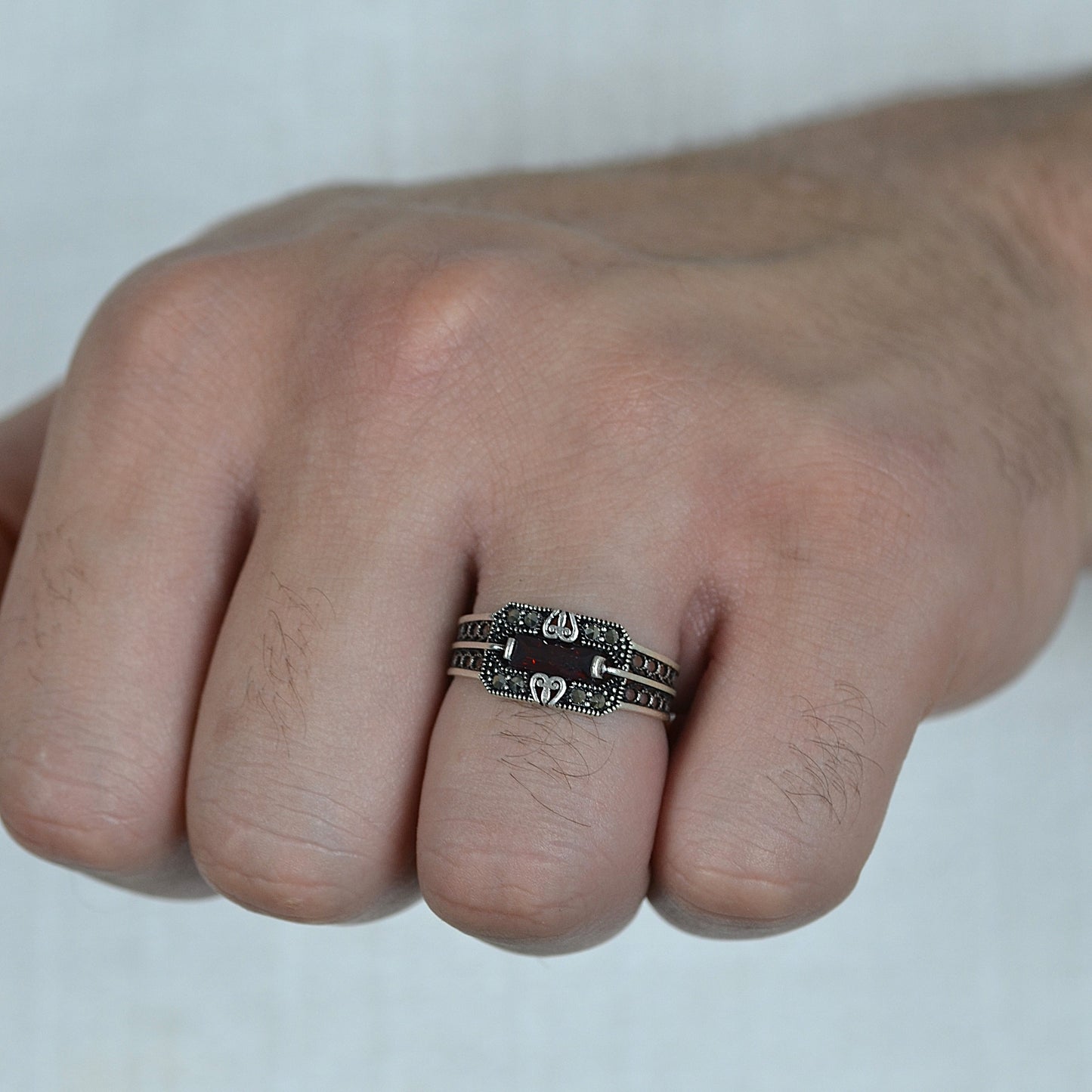 Imperial Red Stone Ring silver 925k