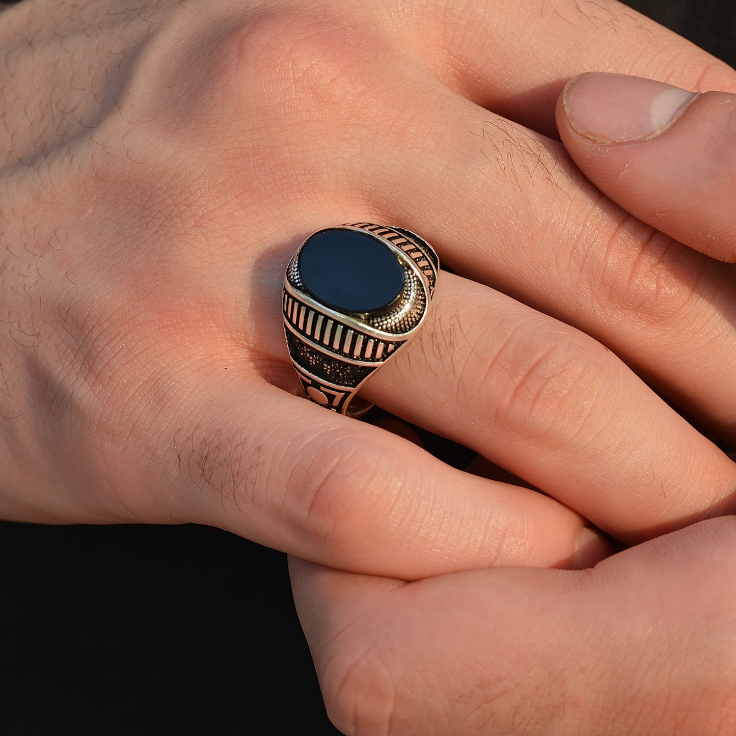 SILVER RING FOR MEN 925K NEW STYLE BLACK ONYX