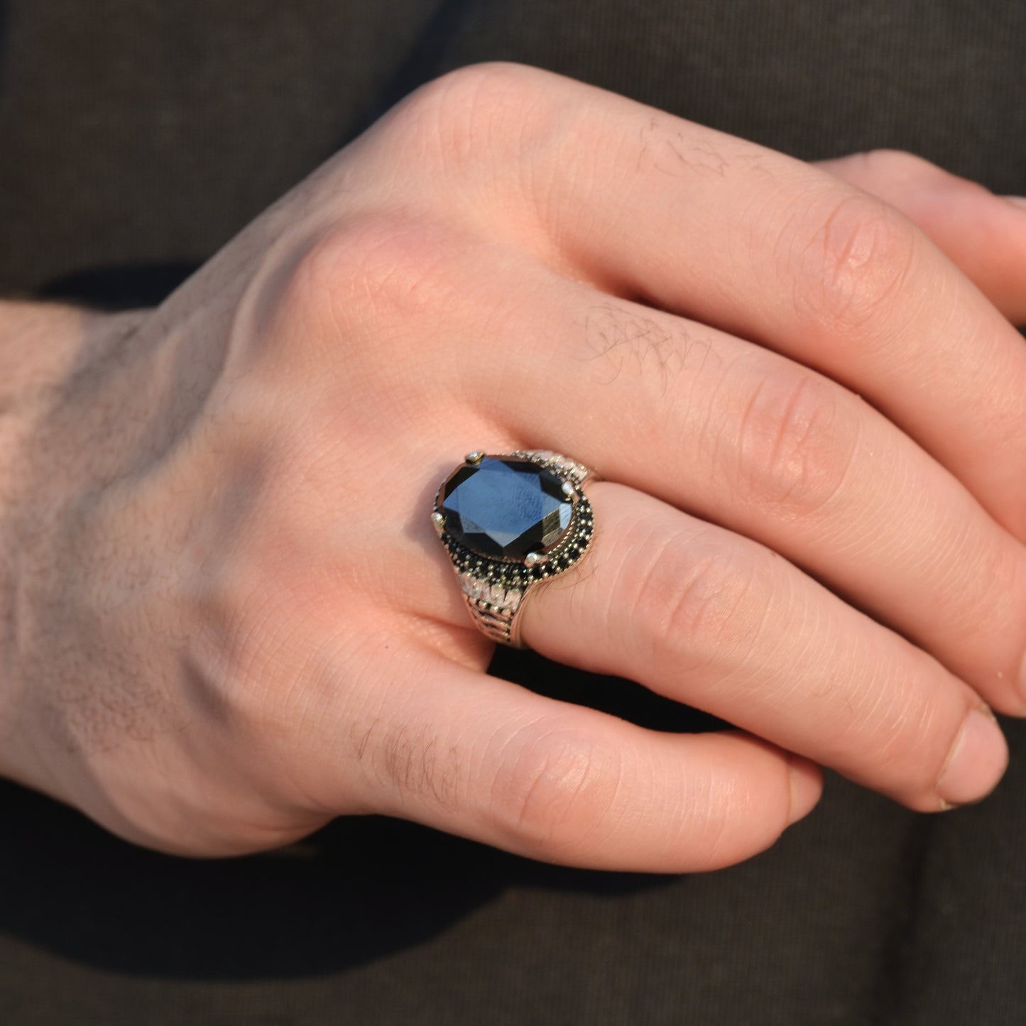 SILVER RING FOR MEN 925K ONIX BLACK