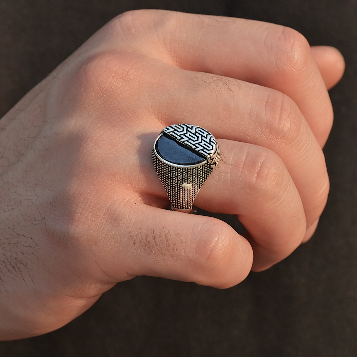 SILVER RING FOR MEN 925K BLACK STONE ONYX