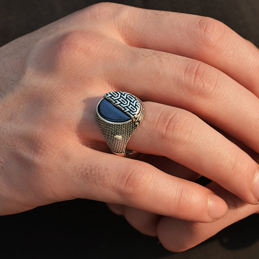 SILVER RING FOR MEN 925K BLACK STONE ONYX