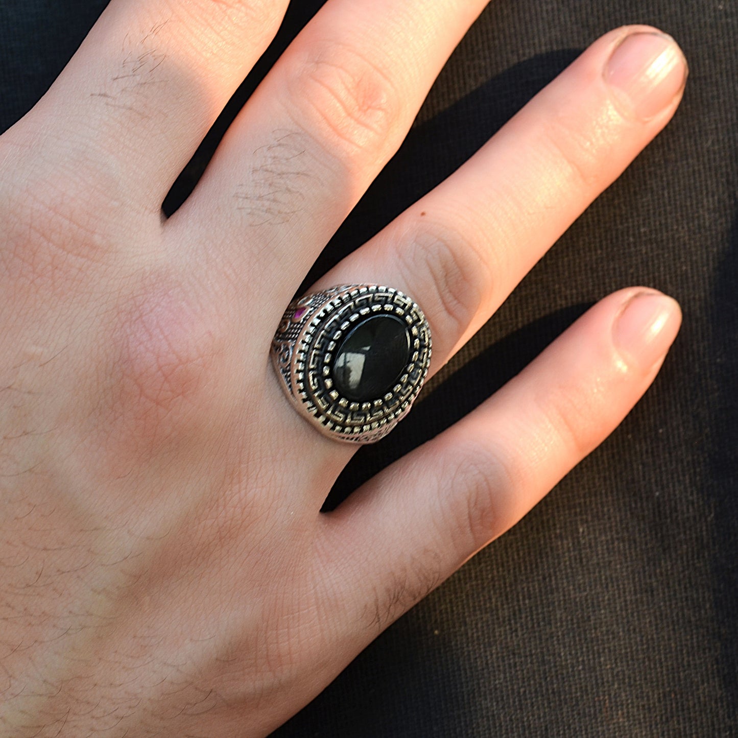 SILVER RING FOR MEN 925K Brown color STONE