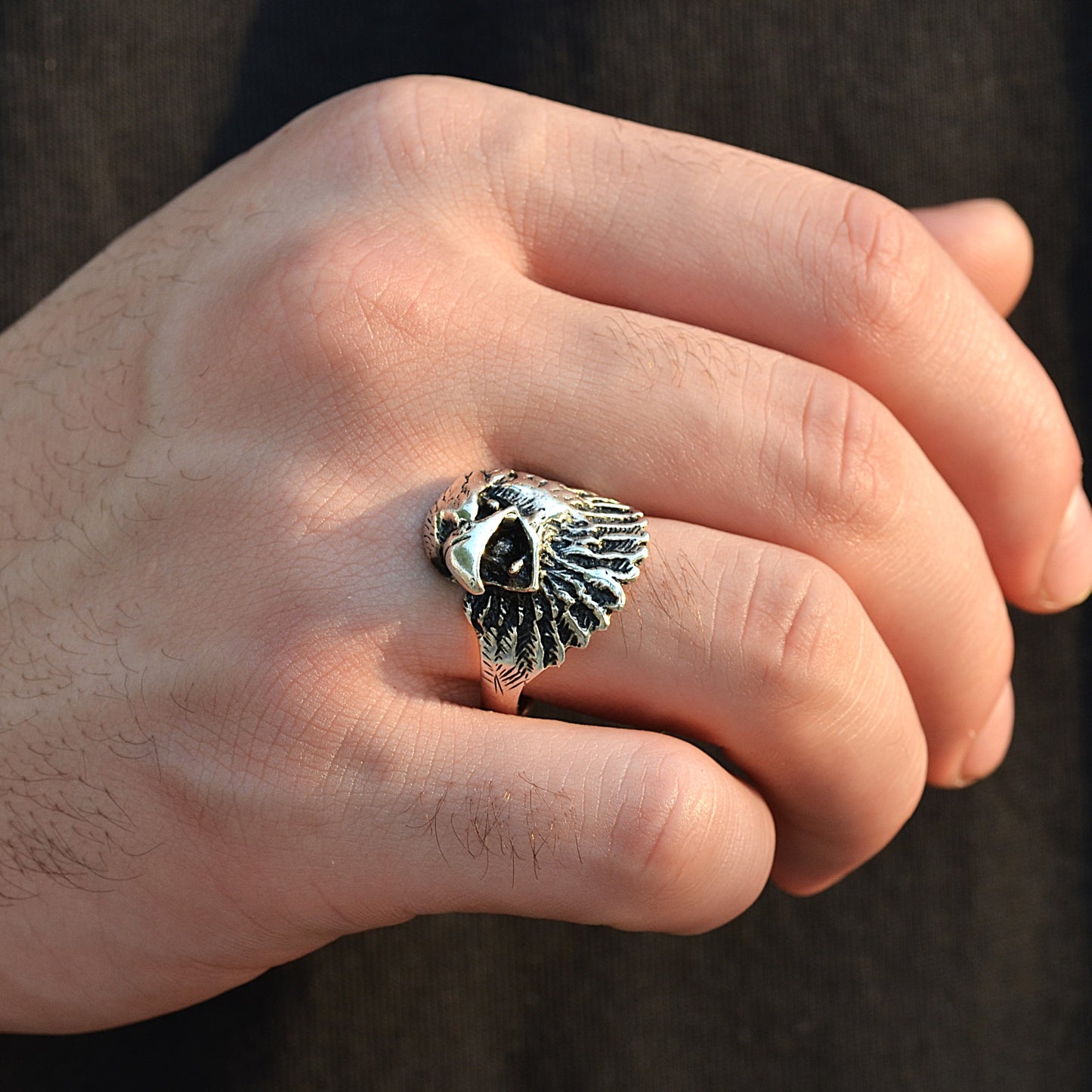 SILVER RING FOR MEN 925K Eagle RING 3D