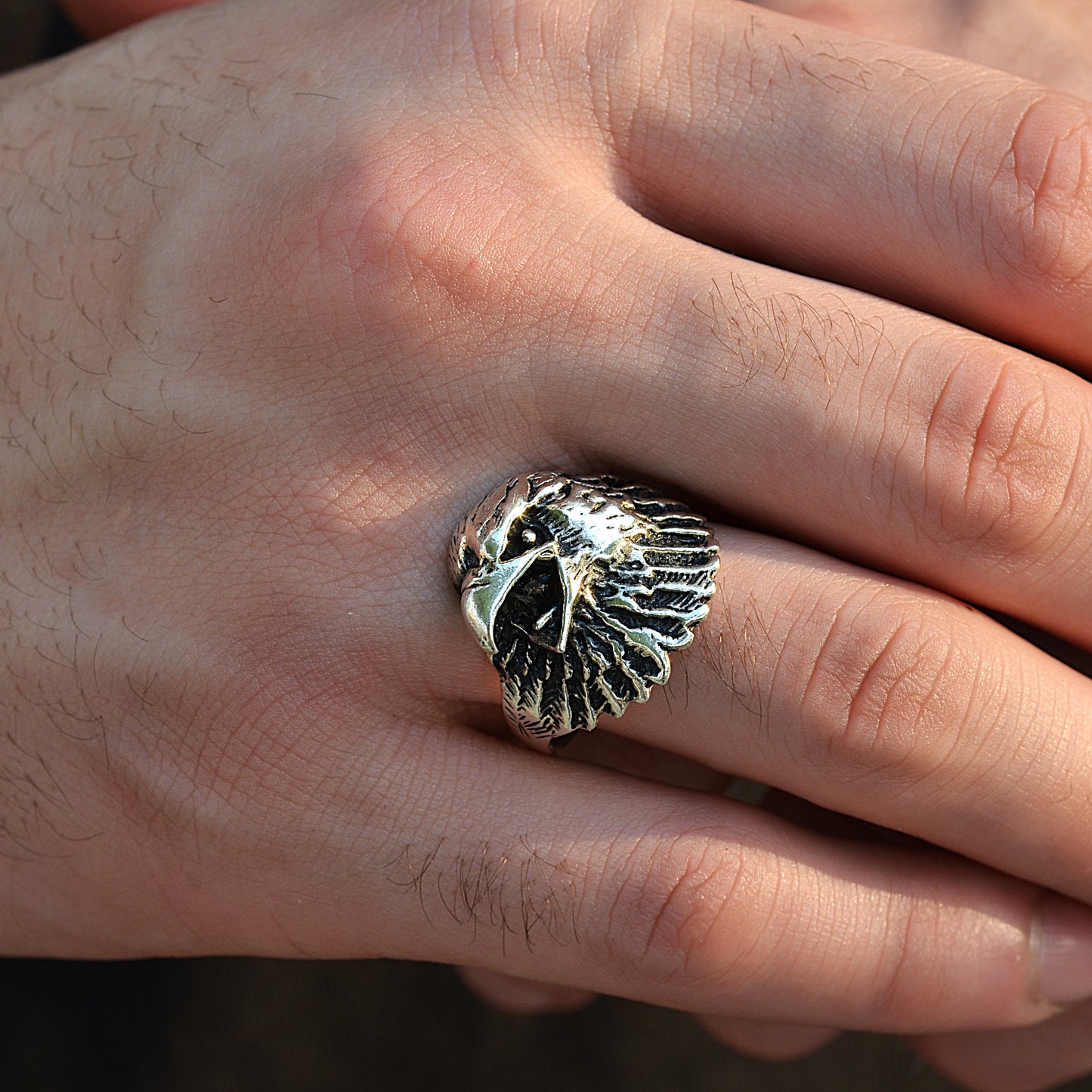 SILVER RING FOR MEN 925K Eagle RING 3D