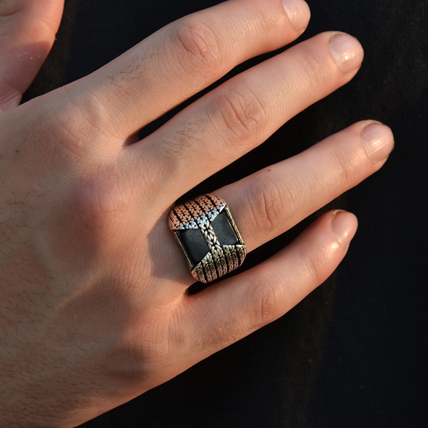 SILVER RING FOR MEN 925K BLACK STONE ONYX