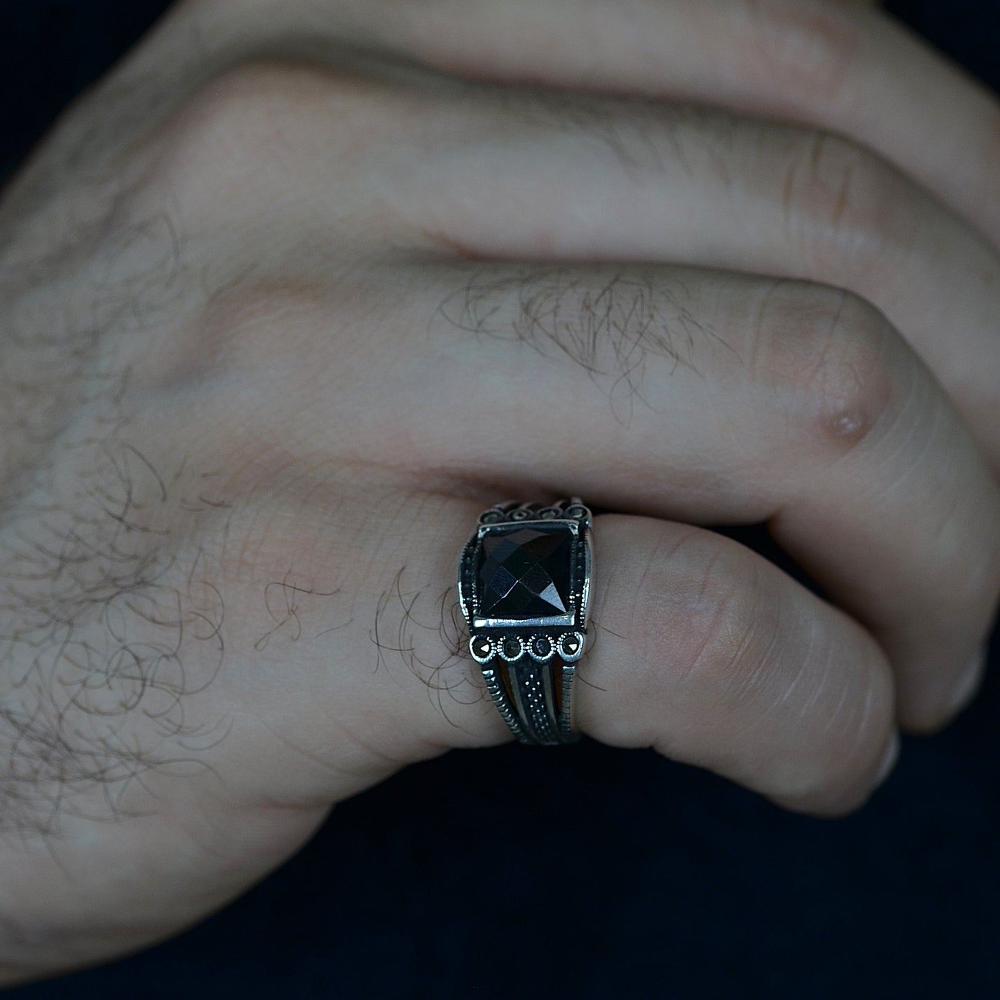 Midnight Frame Ring Silver 925K