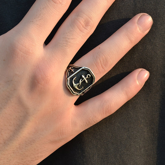 SILVER RING FOR MEN 925K HELP OF SEA