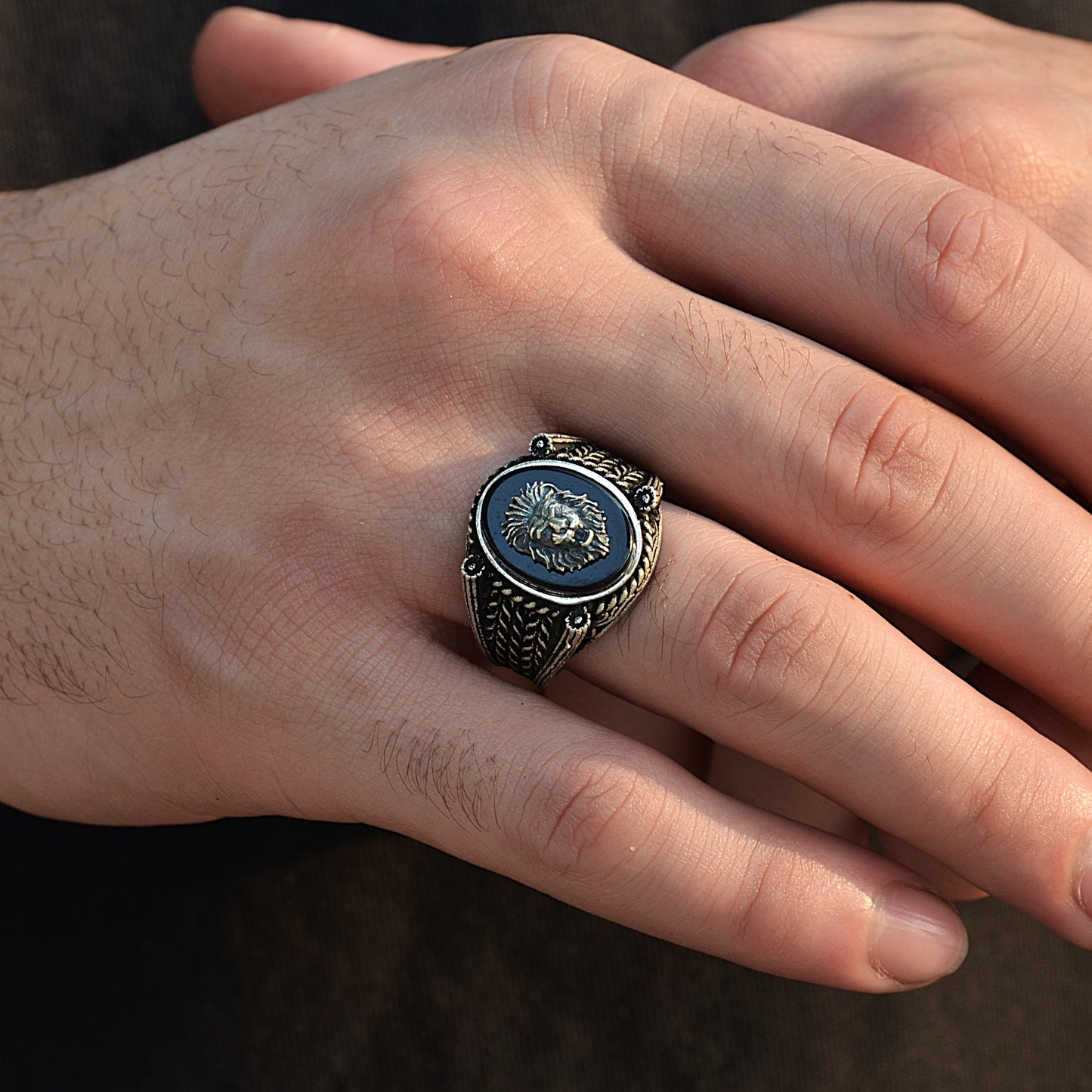 SILVER RING FOR MEN 925K LION
