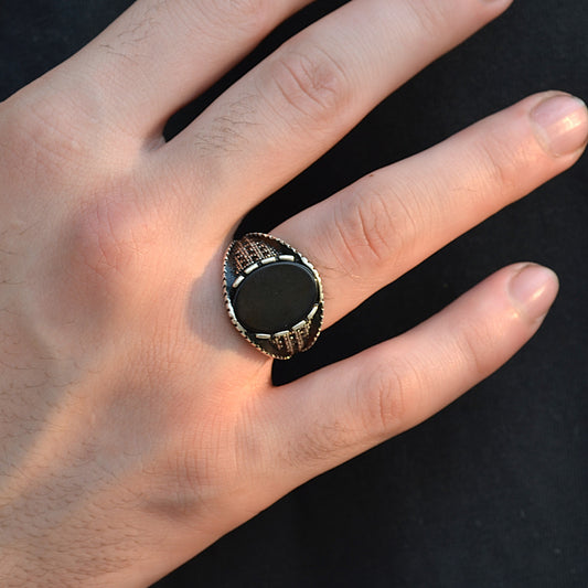 SILVER RING FOR MEN 925K BLACK ONYX