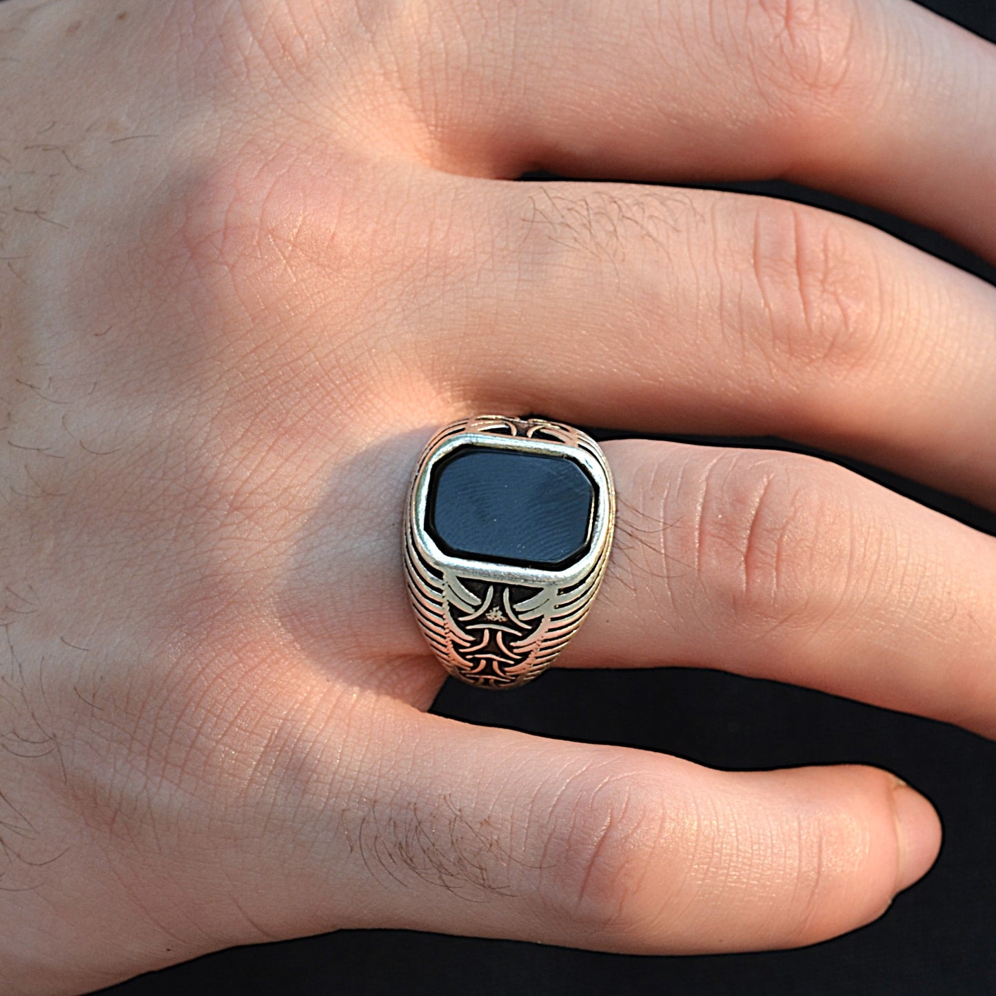 SILVER RING FOR MEN 925K BLACK ONYX