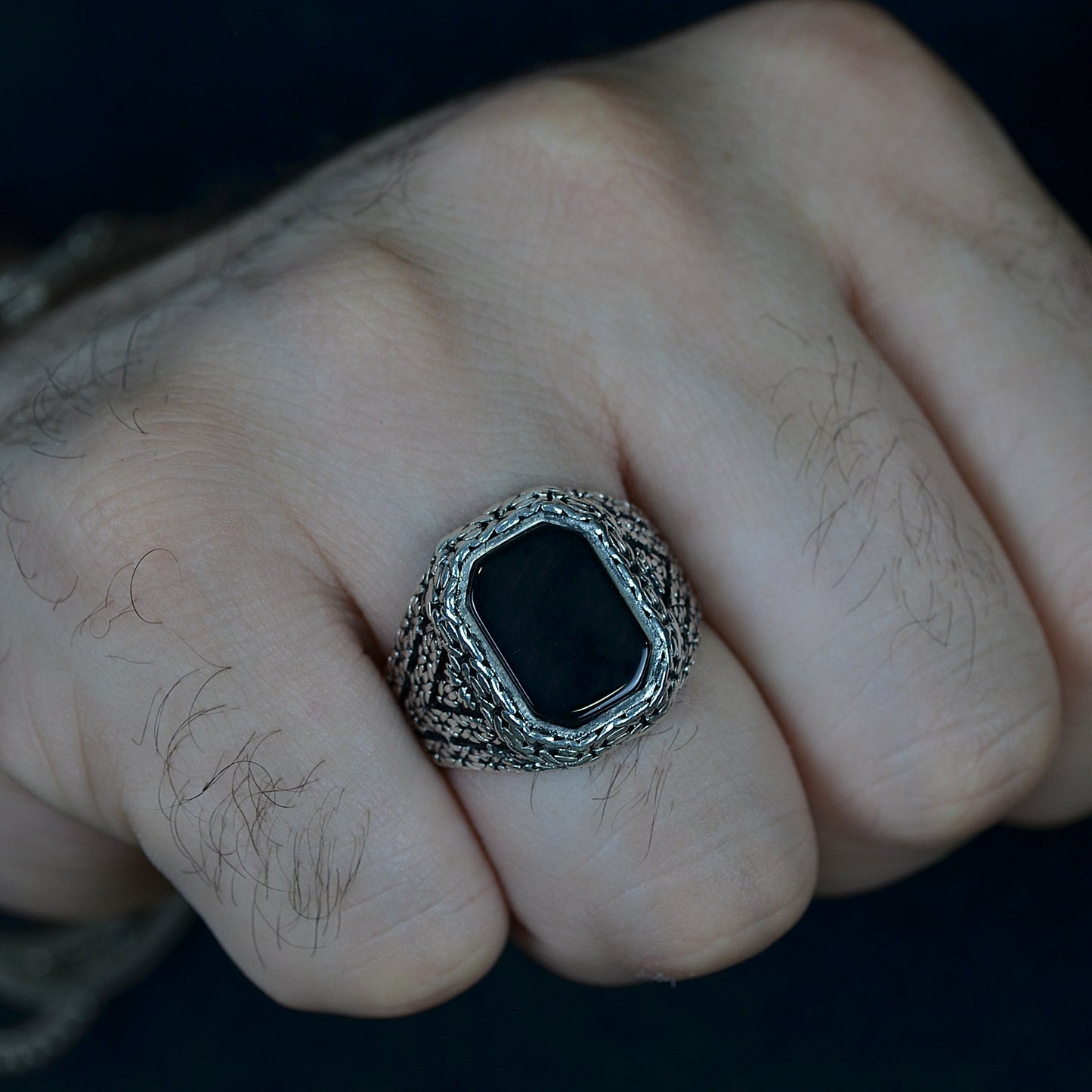 Onyx Crest Ring Silver 925K