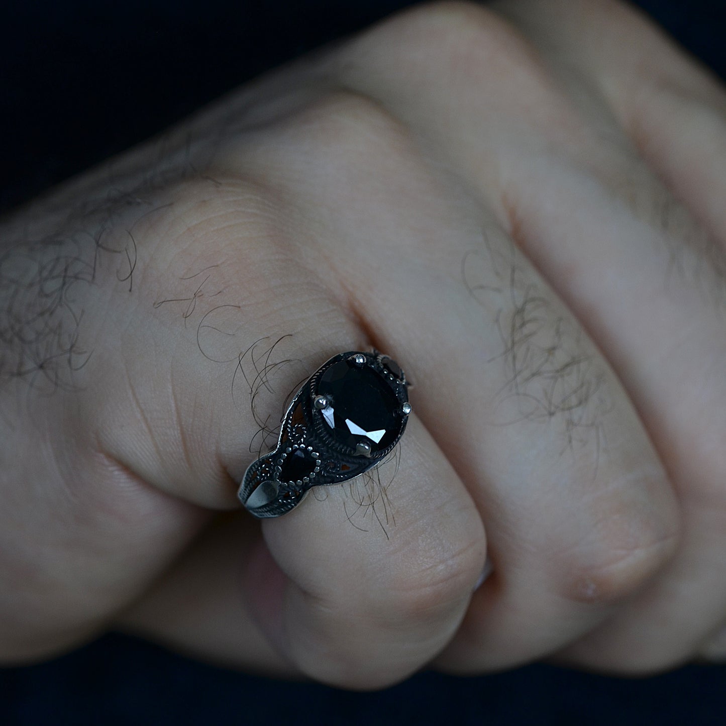 Midnight Onyx Ring Silver 925K