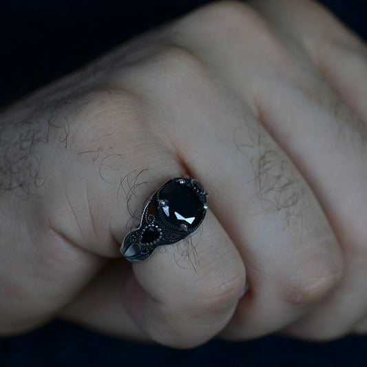 Midnight Onyx Ring Silver 925K