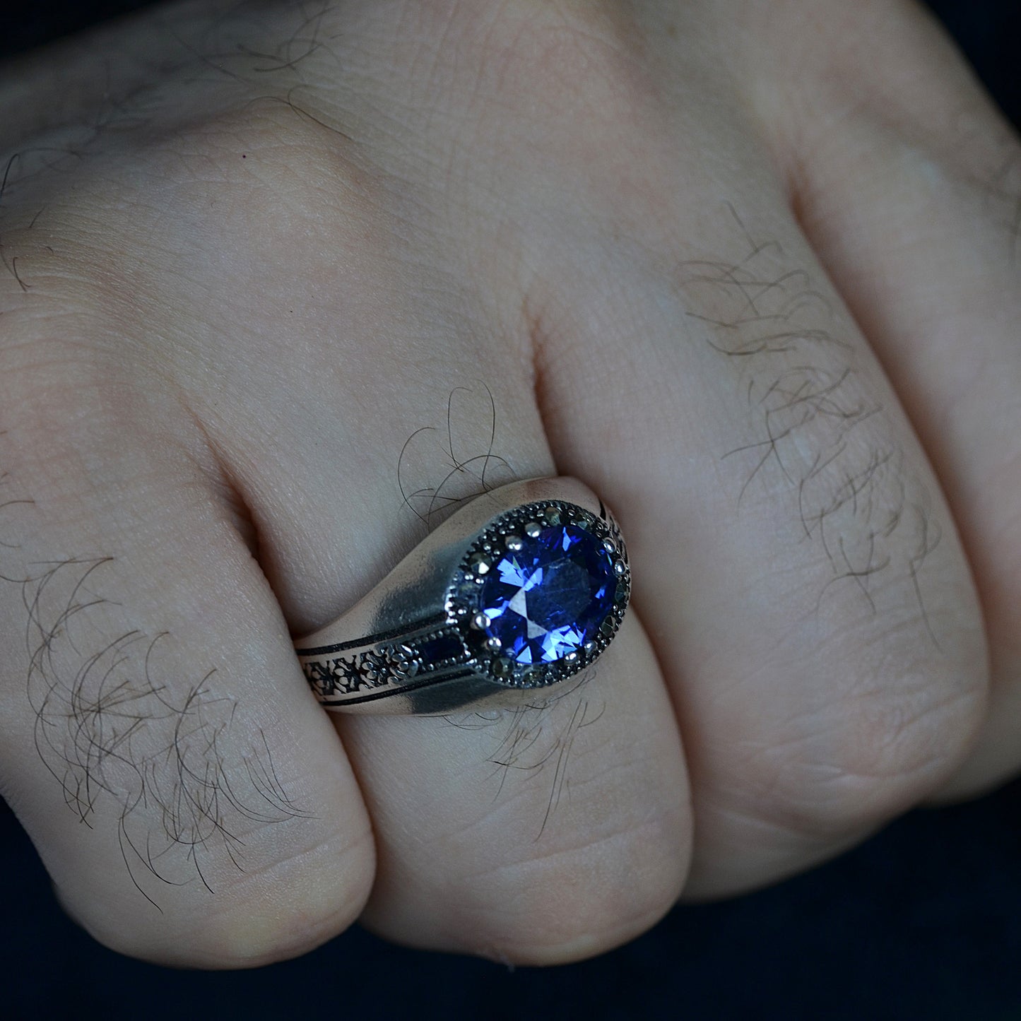 Royal Blue Signet Ring Silver 925K