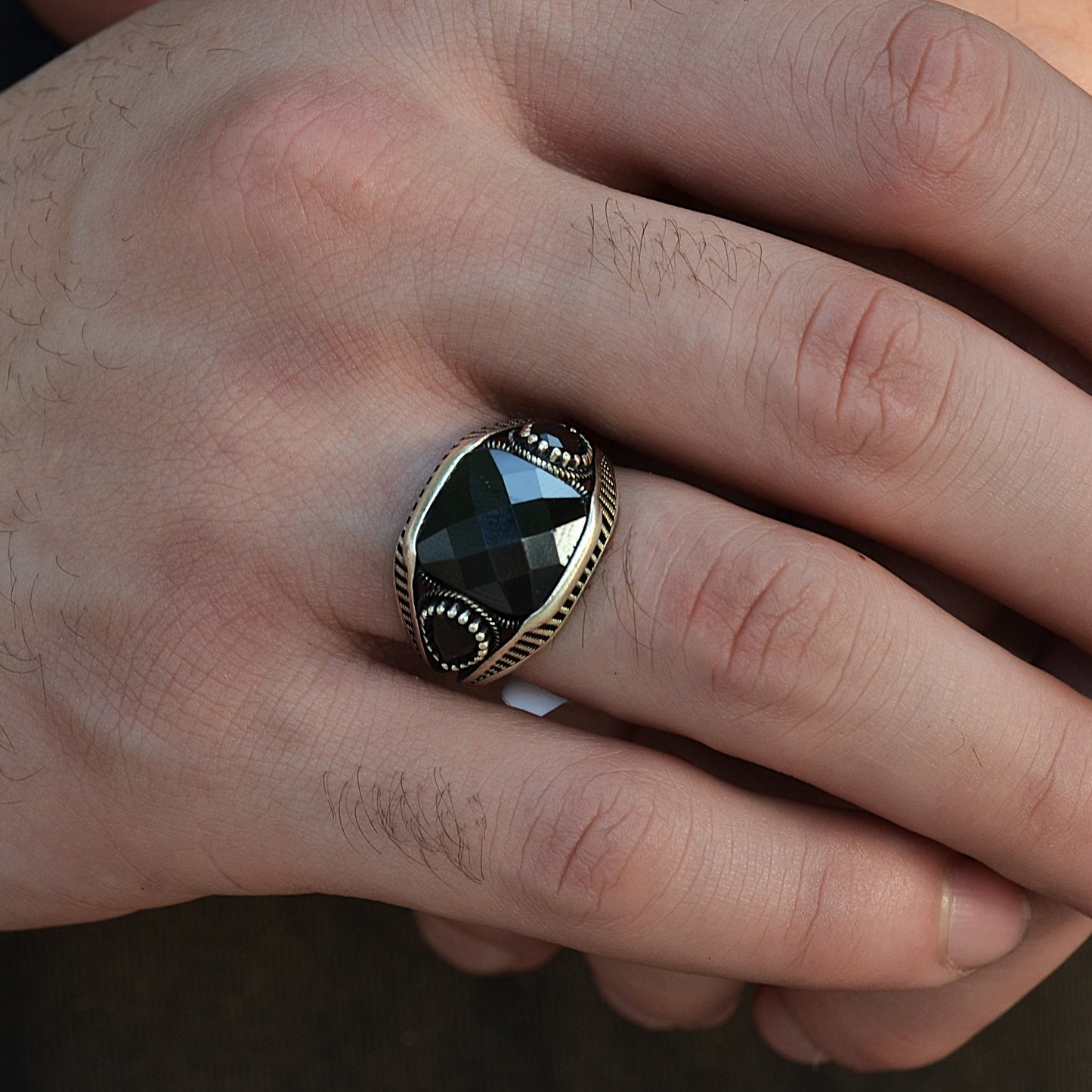 SILVER RING FOR MEN 925K BLACK ONYX