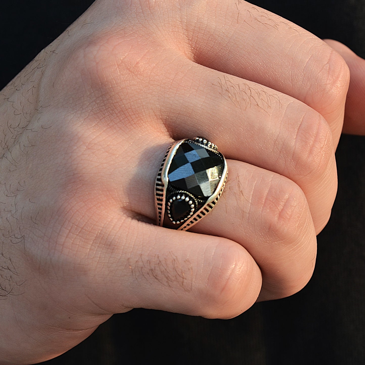 SILVER RING FOR MEN 925K BLACK ONYX