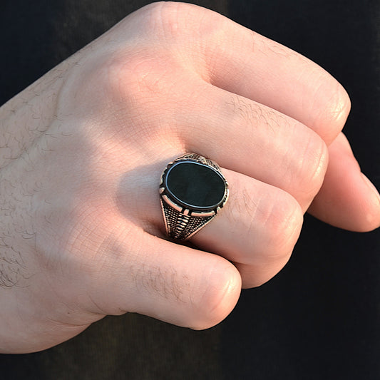 SILVER RING FOR MEN 925K NEW STYLE BLACK ONYX