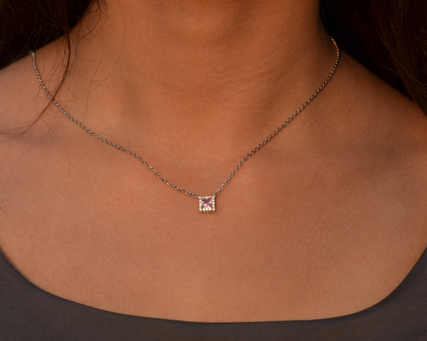 silver necklace for women zircon stone 925K