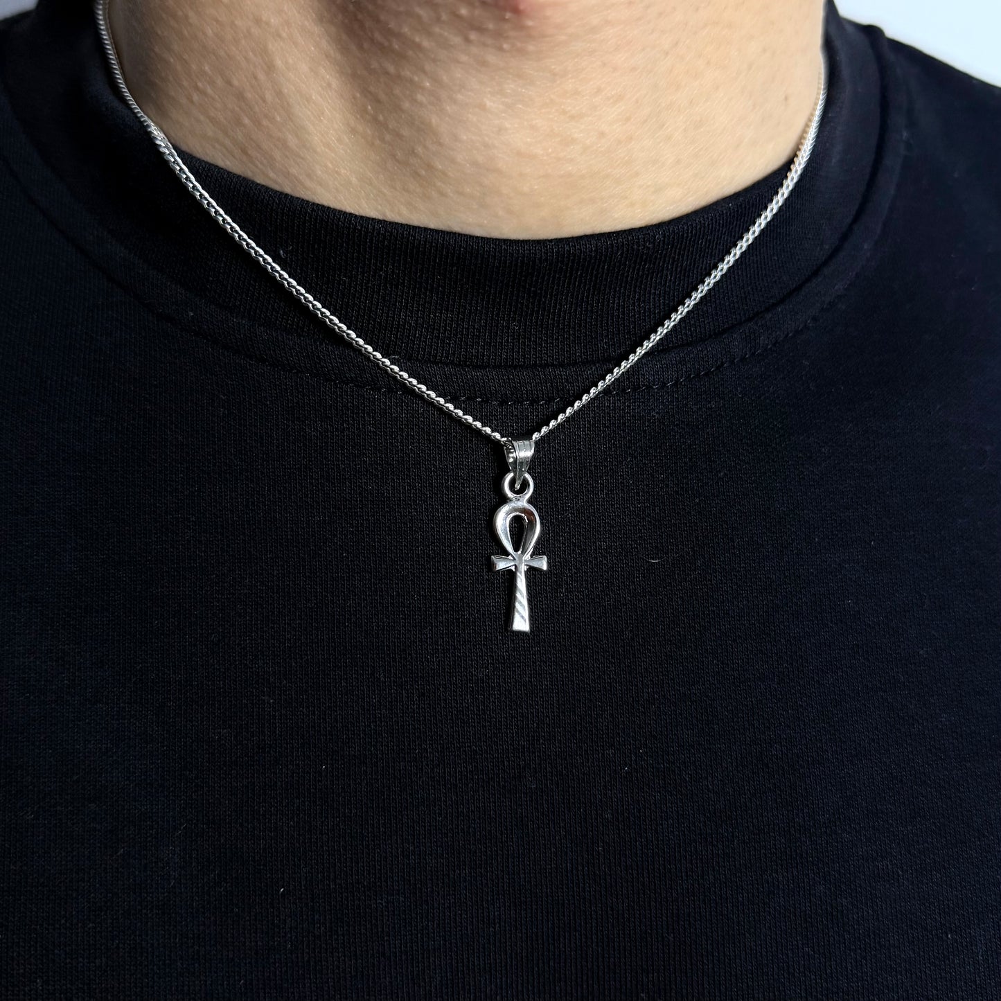 Sacred Ankh of Life Necklace – 925 Silver Plated in Platinum