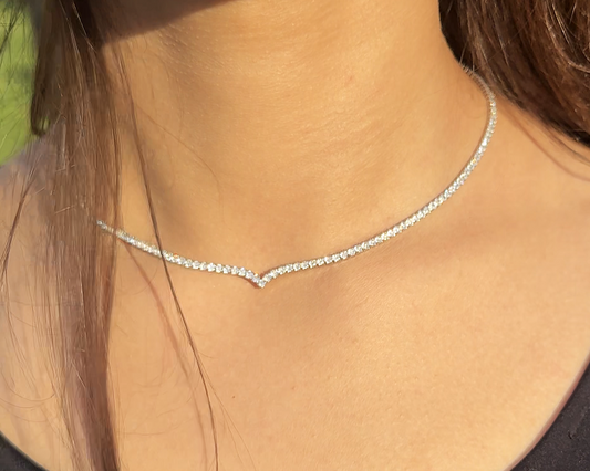 tennis necklace for women pure silver 925K plated by platinum