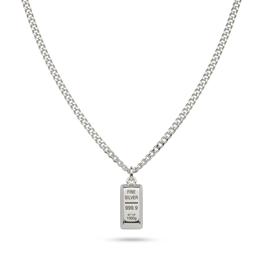 Minimal Silver Bar Necklace silver 925K